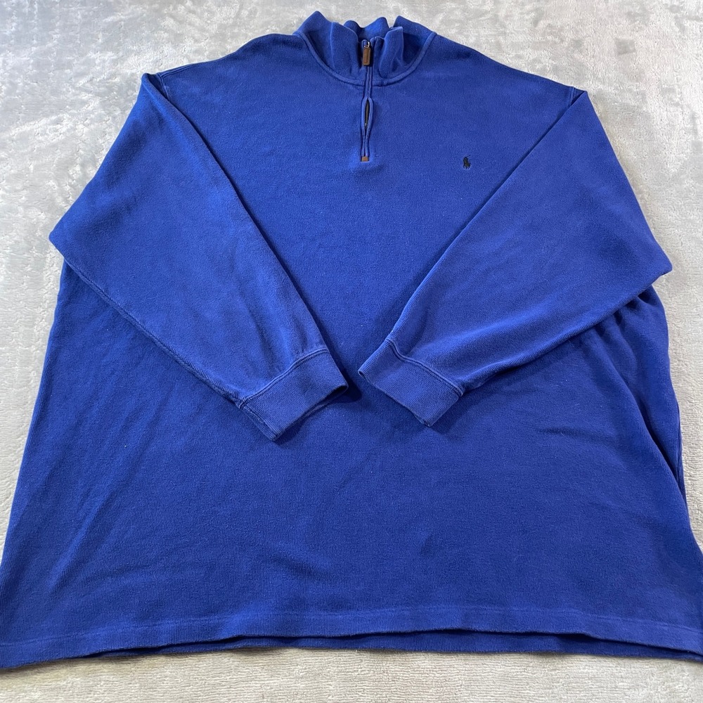 Polo Ralph Lauren Estate 1/4 Zip Pullover Sweater Mens 4XLT Blue Preppy Holiday